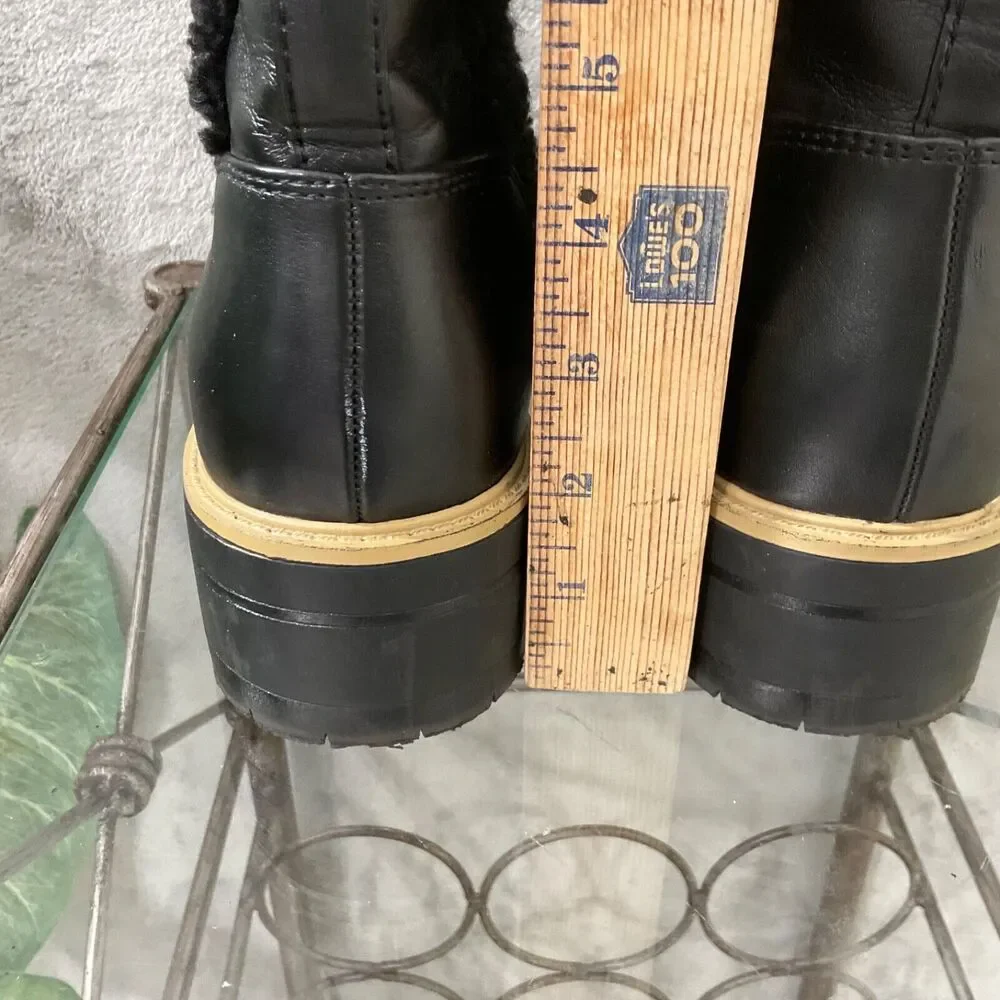 Marc Fisher Black Ink faux Leather/fur Chelsea Platform Boot women’s Size11 Blk